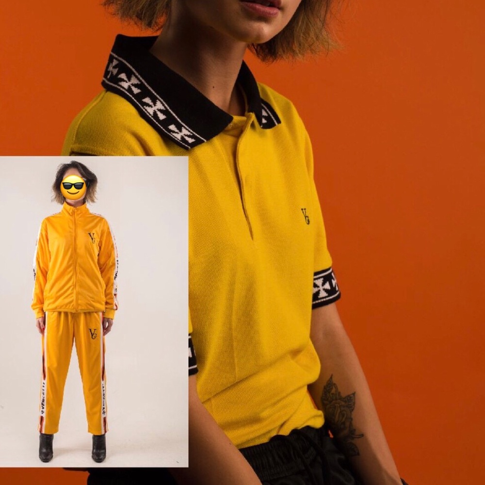 Vercetti & Co yellow side stripe track pants